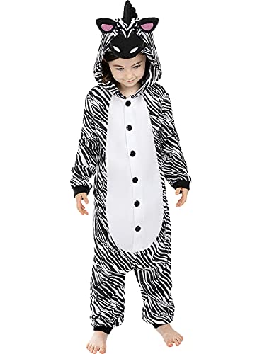 Funidelia | Disfraz de Cebra Onesie para niño y niña Talla 10-12 años ▶ Animales - Color: Blanco - Divertidos Disfraces y complementos para Carnaval y Halloween