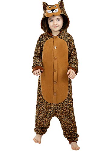 Funidelia | Disfraz de Leopardo Onesie para niño y niña Talla 3-4 años ▶ Animales, Desierto, Selva - Color: Marrón - Divertidos Disfraces y complementos