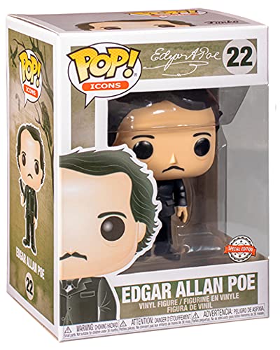 Funko , Multicolor ,43967 Pop Iconos: Icono - Edgar Allen PoE w/Raven