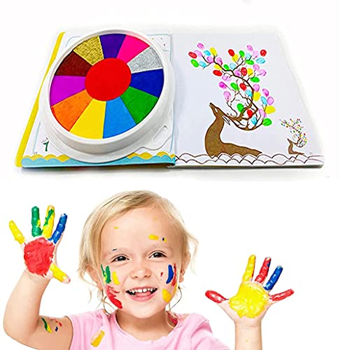 Funny Finger Painting Kit Finger Drawing Toys Educational Tool Kit Toys Mud Painting Early Learning Kids Paint Set Washable Finger Paint (12 Colors Paint Pad +Painting Book)