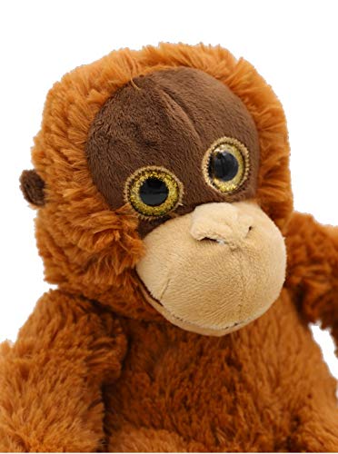 FURRY PLANET TOYS Juguete suave de peluche para el reino de animales de 21 cm, bonito zoológico, selva, granja (Monkey Orangutan)