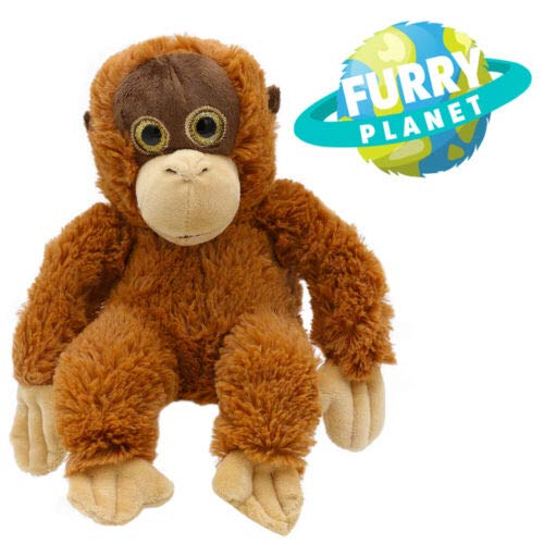 FURRY PLANET TOYS Juguete suave de peluche para el reino de animales de 21 cm, bonito zoológico, selva, granja (Monkey Orangutan)