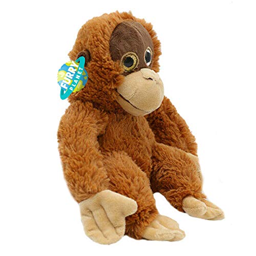 FURRY PLANET TOYS Juguete suave de peluche para el reino de animales de 21 cm, bonito zoológico, selva, granja (Monkey Orangutan)