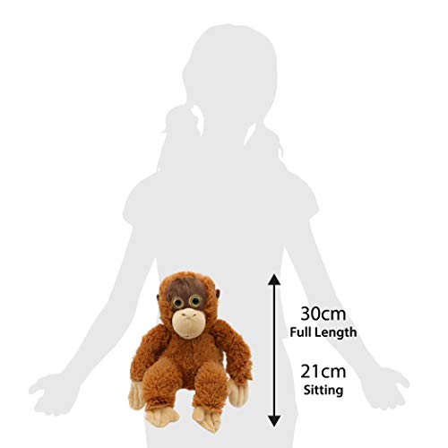 FURRY PLANET TOYS Juguete suave de peluche para el reino de animales de 21 cm, bonito zoológico, selva, granja (Monkey Orangutan)