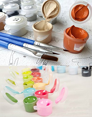 Fuumuui Pintar por Numeros para Adultos Niños - Lienzo de Bricolaje Regalo de Pintura al óleo para Adultos niños Pintura por número Kits Decoraciones para el hogar-Mediterráneo 16 * 20 Pulgadas