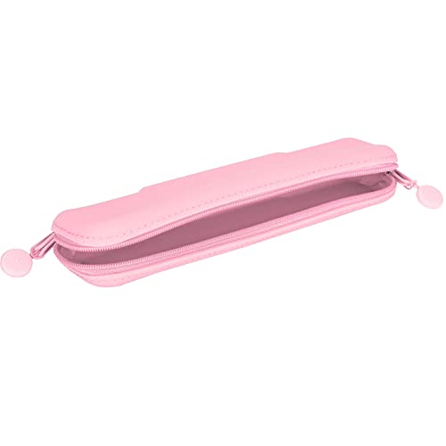 Gaeirt Estuche para Bolígrafos, Estuche de Silicona para Lápices con Cremallera, Bonito Estuche Impermeable para Cosméticos, Suministros de Maquillaje para Viajes de Negocios, Fin de(Rosa (pequeña))