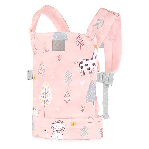 GAGAKU Baby Doll Carrier Portadores de Animales de Peluche Delante y detrás para niñas – Rosa (León)