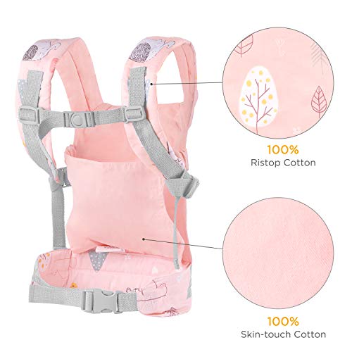 GAGAKU Baby Doll Carrier Portadores de Animales de Peluche Delante y detrás para niñas – Rosa (León)