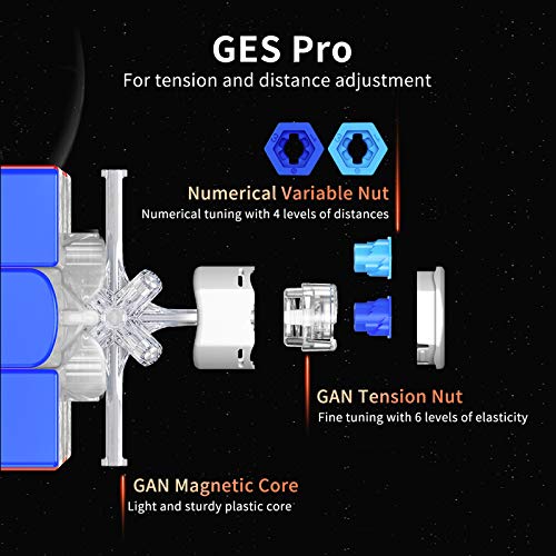 GAN 11 M Pro, Cubo de Velocidad magnético 3x3, Rompecabezas mágico sin Pegatinas con Superficie de Goma Suave (Soft Rubberized)