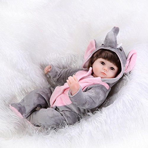 GAOFQ Silicona Reborn Baby Dolls Realistic Newborn Girl Doll 17 Pulgadas 42cm Juguetes interactivos para niños Recoge Monos de Elefante