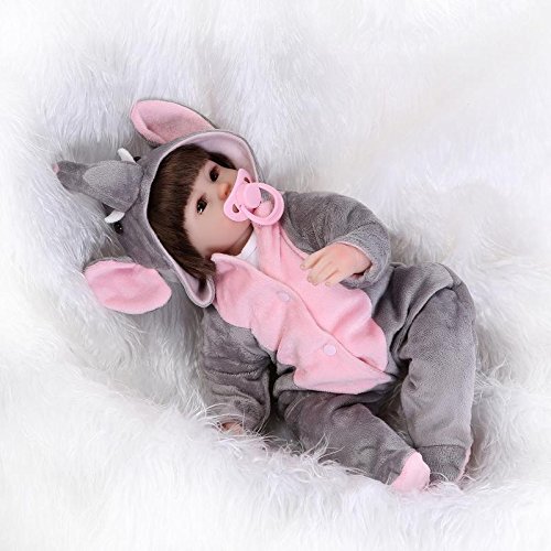 GAOFQ Silicona Reborn Baby Dolls Realistic Newborn Girl Doll 17 Pulgadas 42cm Juguetes interactivos para niños Recoge Monos de Elefante