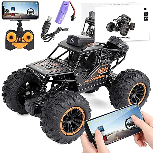 GAOZH Coches RC Control Remoto con cámara 2.4G Buggy WiFi Camiones Todoterreno Juguetes para niños Coche RC de Escalada de Alta Velocidad para niños Niños Niños Niñas (Color: 3 Paquetes de baterías)