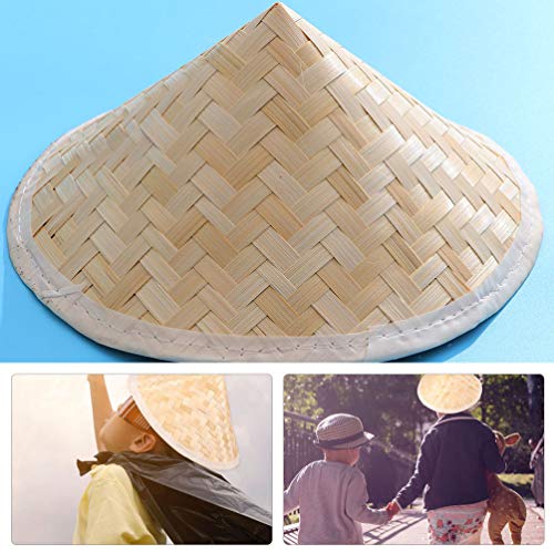 GARNECK Sombrero de Coolie para Niños Sombrero de Bambú Chino Tradicional Cono de Paja Oriental Sombrero de Pesca de Jardín Sombrero de Arroz Accesorios para Fotos Decoración para Colgar