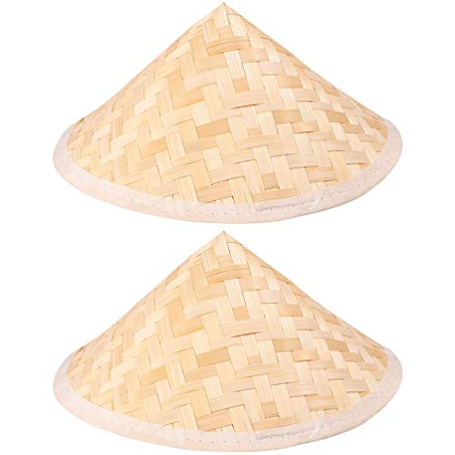 GARNECK Sombrero de Coolie para Niños Sombrero de Bambú Chino Tradicional Cono de Paja Oriental Sombrero de Pesca de Jardín Sombrero de Arroz Accesorios para Fotos Decoración para Colgar