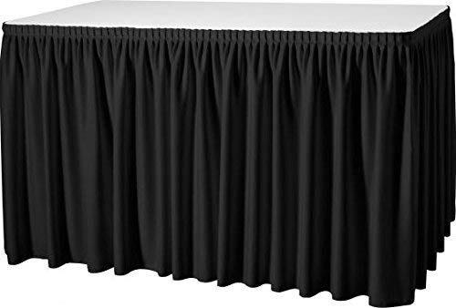 Gastro Uzal Skirting Excellent - Faldón Plisado (520 x 73 cm, para mesas de 170 x 80 cm, diámetro de 160 cm, con Cinta de Velcro en la Parte Trasera), Color Negro