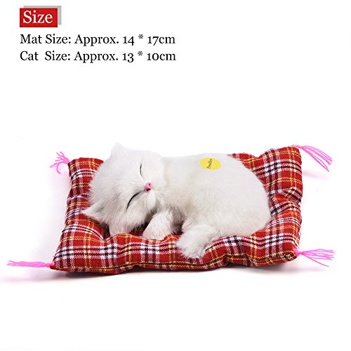 Gato de felpa para dormir de simulación con sonido lindo, cama de felpa suave Gato para dormir Muñeca de peluche Decoración del hogar Regalo popular para niños pequeños(Blanco)