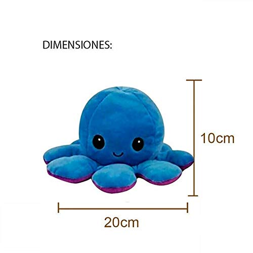 Gbla - Peluche Pulpo Reversible Doble Cara Sonriente Enfadado, Color Aleatorio, 20 cm (Classics Revolution, S.L, CR0254 )