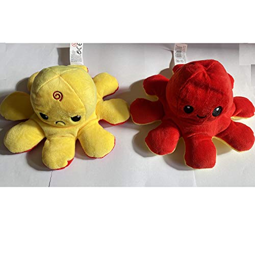 Gbla - Peluche Pulpo Reversible Doble Cara Sonriente Enfadado, Color Aleatorio, 20 cm (Classics Revolution, S.L, CR0254 )