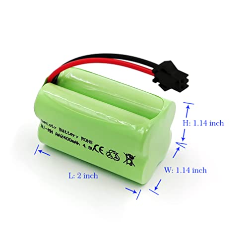 Gecoty® Batería de 4,8 V Ni-MH, 2400 mAh AA recargable (no AAA) con conector SM, adecuada para juguetes teledirigidos, herramientas eléctricas, electrodomésticos, con cable de carga USB.