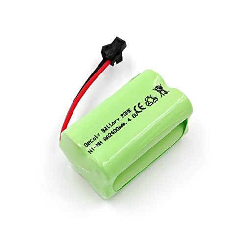 Gecoty® Batería de 4,8 V Ni-MH, 2400 mAh AA recargable (no AAA) con conector SM, adecuada para juguetes teledirigidos, herramientas eléctricas, electrodomésticos, con cable de carga USB.