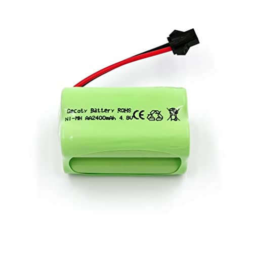 Gecoty® Batería de 4,8 V Ni-MH, 2400 mAh AA recargable (no AAA) con conector SM, adecuada para juguetes teledirigidos, herramientas eléctricas, electrodomésticos, con cable de carga USB.