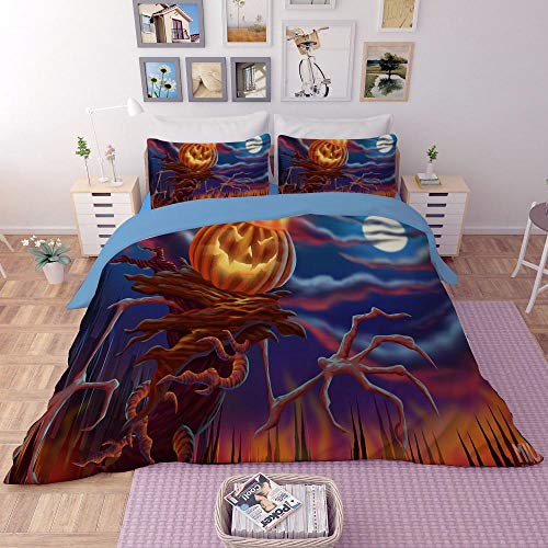 Geekcook Funda de edredón,Ropa de Cama Personalizada Traje de Tres Piezas de Halloween de Miedo de Cuatro Piezas-Halloween 11_Única AU (140X210)