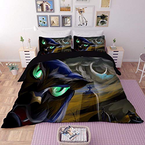 Geekcook Juego de Ropa de Cama con Funda,Ropa de Cama Personalizada Traje de Tres Piezas de Halloween de Miedo de Cuatro Piezas-Halloween 16_Rey de EE. UU. (264 × 228)