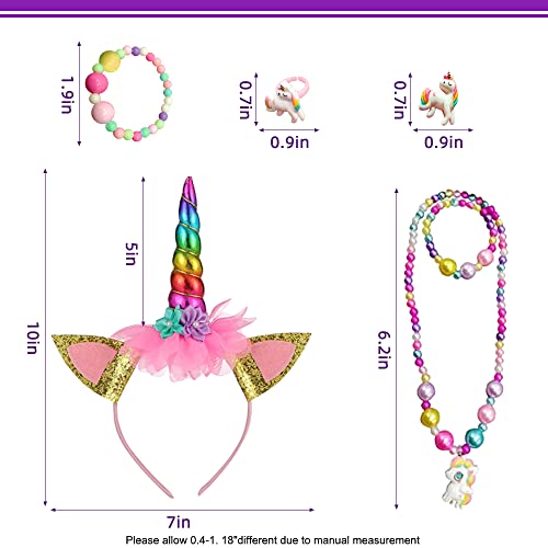 GEEKEO Falda Tutu Arcoiris para Niña, Disfraz Unicornio Niña con Falda Tutu Tul Colores Diadema Unicornio para Niñas Regalo De Cumpleaños,Ballet Baile,Fiesta de Cosplay Carnaval (2-8 años) (L,28CM)