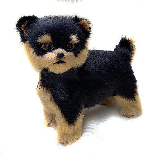 Gelentea Juguete realista de simulación de perro Yorkie perro cachorro de juguete de peluche realista perro mascota hecho a mano para niños niños bebé