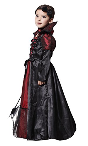 GEMVIE Disfraz de Vampiro para Niña ，Vestido y Accesorios para Niñas para Halloween Carnaval,Cosplay Twilight，Disfraz de Princesa Reina Vampiresa (4-6 años)