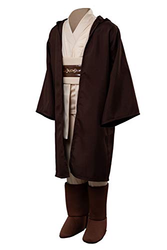 Generic Obi Wan Kenobi - Disfraz de túnica con capucha para niños, talla M