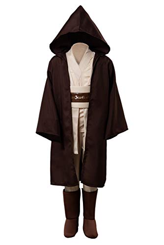 Generic Obi Wan Kenobi - Disfraz de túnica con capucha para niños, talla M