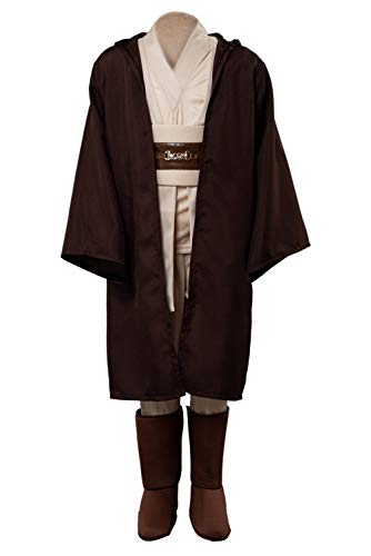 Generic Obi Wan Kenobi - Disfraz de túnica con capucha para niños, talla M