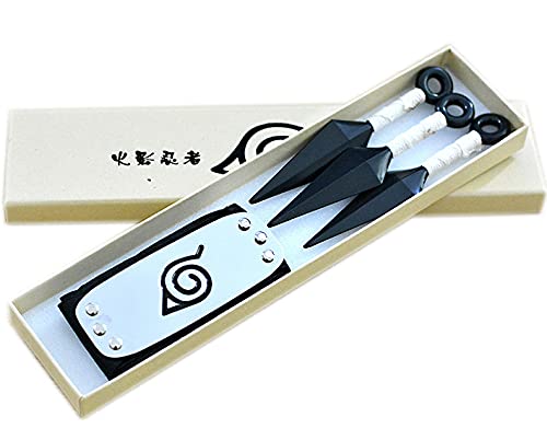 Genérico Collection bandana kakashi mas 3 piezas kunai shippuden,pack de 4 accesorios,cinta mas 3 kunai,complemento para disfraces,cosplay hallowen,disfraz de ninja juguete