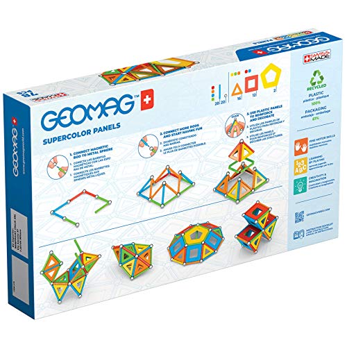 Geomag- Construcción Magnéticos, Color Azul, Verde, Amarillo, Naranja, Rojo, 78 pz (1)