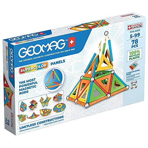 Geomag- Construcción Magnéticos, Color Azul, Verde, Amarillo, Naranja, Rojo, 78 pz (1)