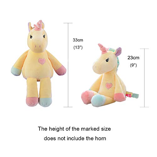 Georgie Porgy Peluche Unicornio Terciopelo Super Suave Osito de Peluche Animal Juguete Suave para Niños (Amarillo)