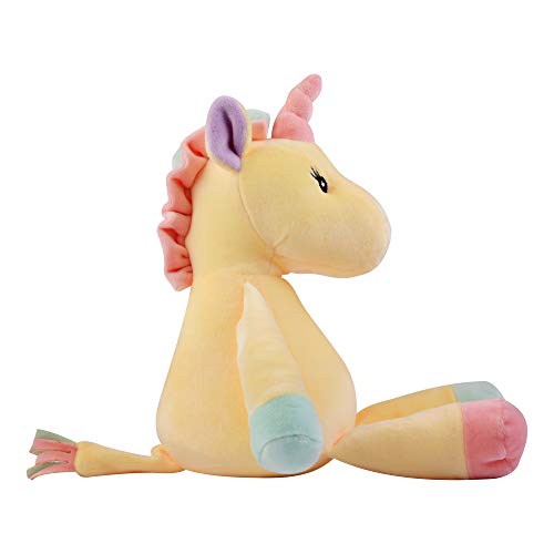 Georgie Porgy Peluche Unicornio Terciopelo Super Suave Osito de Peluche Animal Juguete Suave para Niños (Amarillo)