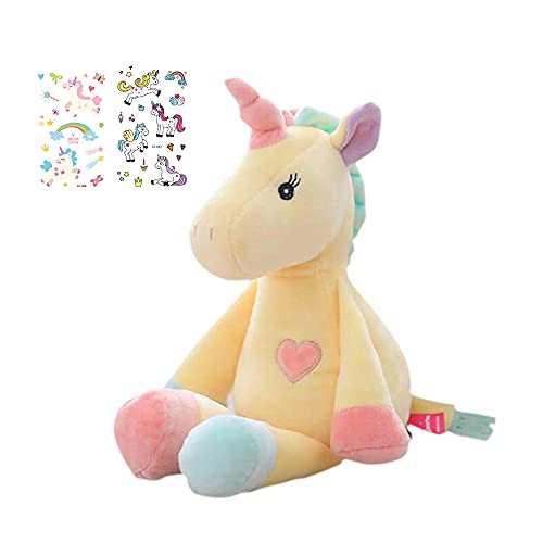 Georgie Porgy Peluche Unicornio Terciopelo Super Suave Osito de Peluche Animal Juguete Suave para Niños (Amarillo)