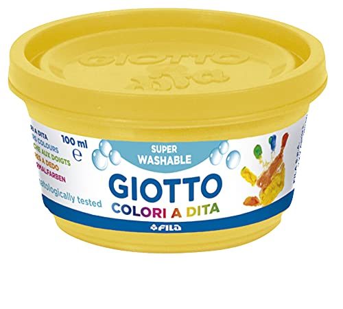 Giotto-218951 Estuche 6 botes pintura a dedos, 100 ml cada uno, colores surtidos, Multicolor (534100)