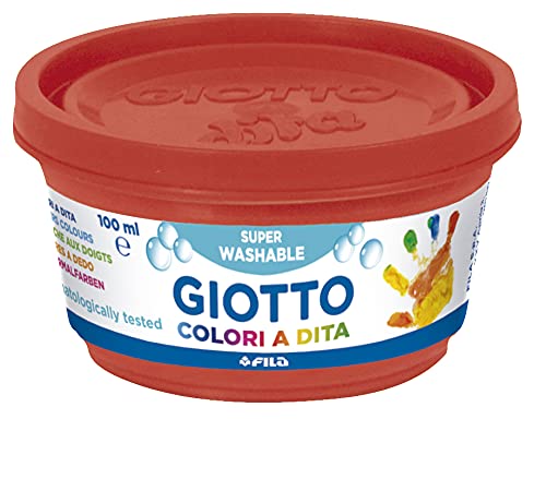 Giotto-218951 Estuche 6 botes pintura a dedos, 100 ml cada uno, colores surtidos, Multicolor (534100)