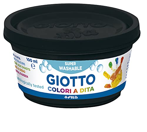 Giotto-218951 Estuche 6 botes pintura a dedos, 100 ml cada uno, colores surtidos, Multicolor (534100)