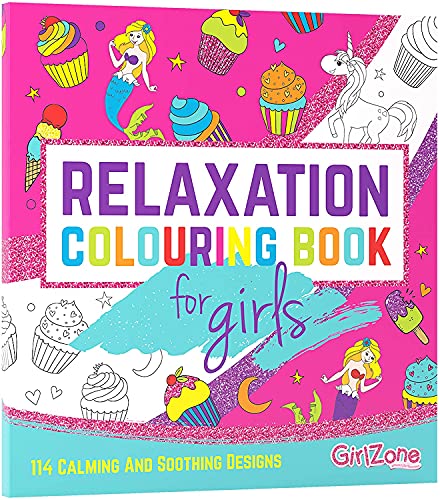 GirlZone Regalos para Niñas Libro para Colorear 114 Hermosos Diseños Zen. Libros Colorear Niños, Libreta De Colorear Relajante para Niñas, Colouring Book, Regalo de 3 a 12 Años