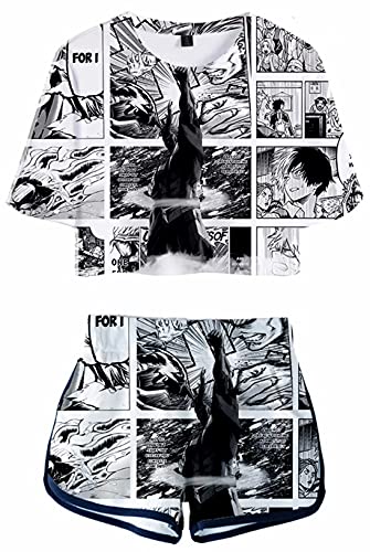 Giron My Hero Academia 3D Printed Sportswear Sets Anime Boku no Hero Tracksuits Summer Short Sleeve Hero Cosplay Deku Bakugou Todoroki Shouto Nightshirts Pajama Sets Boku No Hero 08 XL