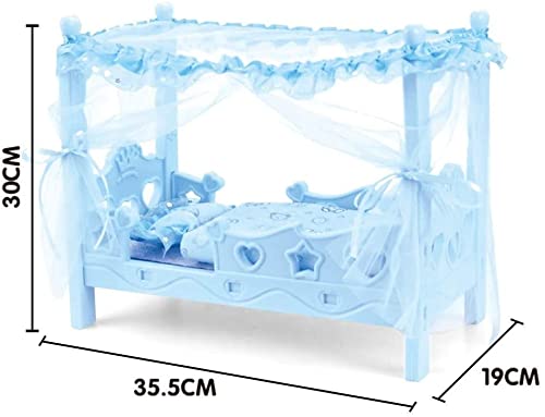 GIVBRO Manta de almohada de cama de muñeca con mosquitero de encaje Accesorios de muebles para casa de muñecas Juguete de niños (azul)