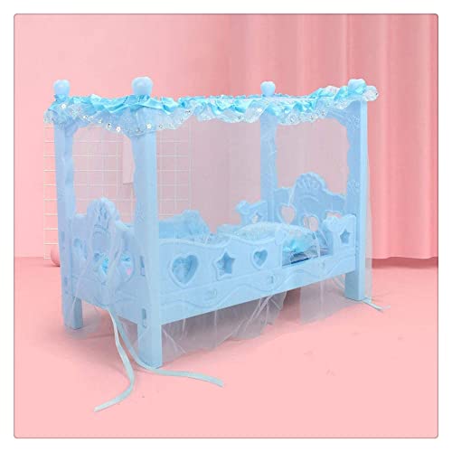 GIVBRO Manta de almohada de cama de muñeca con mosquitero de encaje Accesorios de muebles para casa de muñecas Juguete de niños (azul)