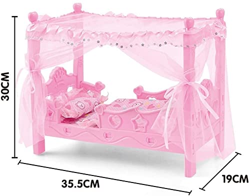 GIVBRO Manta de almohada para cama de muñeca con mosquitero de encaje para decoración de casa de muñecas, accesorios para muebles, juguete para niños, color rosa