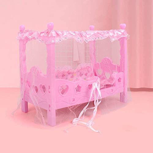 GIVBRO Manta de almohada para cama de muñeca con mosquitero de encaje para decoración de casa de muñecas, accesorios para muebles, juguete para niños, color rosa