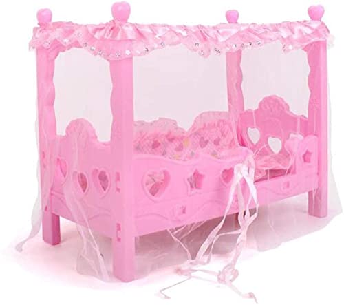 GIVBRO Manta de almohada para cama de muñeca con mosquitero de encaje para decoración de casa de muñecas, accesorios para muebles, juguete para niños, color rosa