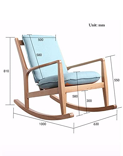 GJHK Silla Mecedora de Ocio Nórdico Silenciente de Madera Maciza Jardín al Aire Libre Balcón Silla de salón, Azul